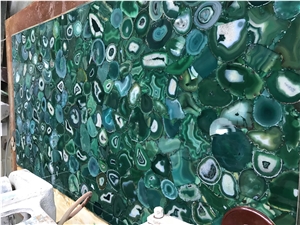 backlit agate gemstone wall slab green semiprecious tile